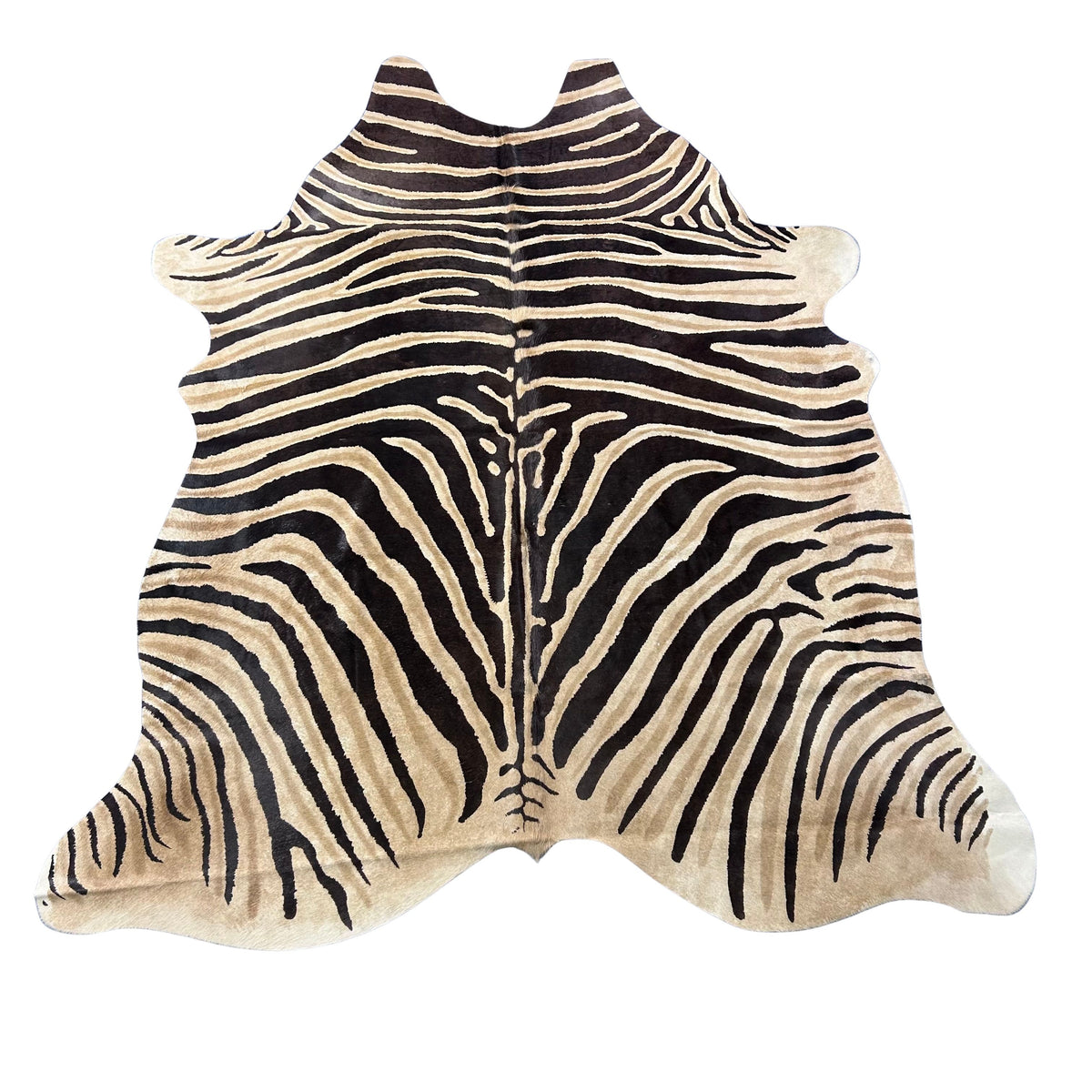 Genuine Zebra Cowhide Rug (brown inner stripes) Size: 7x6 feet Z-148