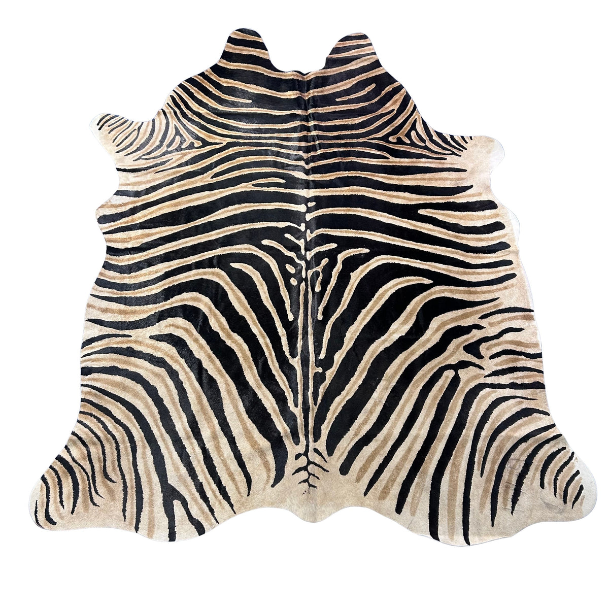 Genuine Zebra Cowhide Rug (brown inner stripes) Size: 7x6 feet Z-149