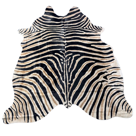 Genuine Zebra Cowhide Rug (brown inner stripes) Size: 7x6 feet Z-150