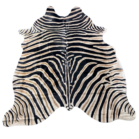 Genuine Zebra Cowhide Rug (brown inner stripes) Size: 7x6 feet Z-150