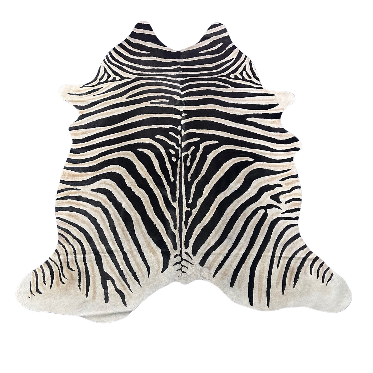 Genuine Zebra Cowhide Rug (lighter inner stripes) Size: 7x6 feet Z-158