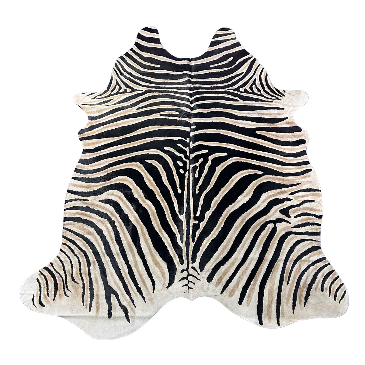 Genuine Zebra Cowhide Rug (lighter inner stripes) Size: 7x6 feet Z-159