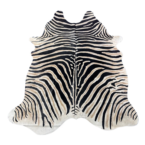 Genuine Zebra Cowhide Rug (lighter inner stripes) Size: 7x6 feet Z-159