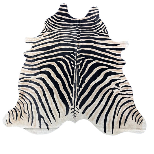 Genuine Zebra Cowhide Rug (lighter inner stripes) Size: 7x6 feet Z-160