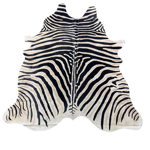 Genuine Zebra Cowhide Rug (lighter inner stripes) Size: 7x6 feet Z-160