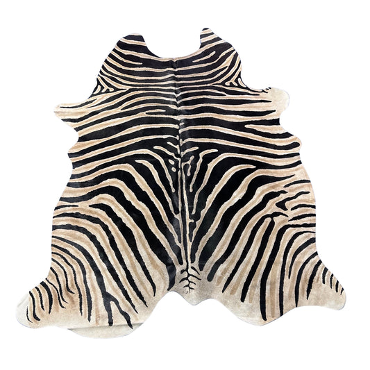 Genuine Zebra Cowhide Rug (lighter inner stripes) Size: 7x6 feet Z-161