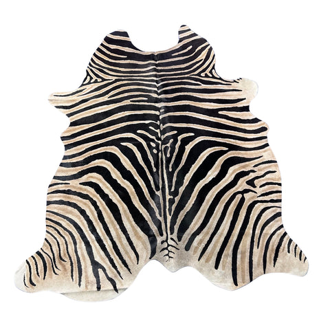 Genuine Zebra Cowhide Rug (lighter inner stripes) Size: 7x6 feet Z-161