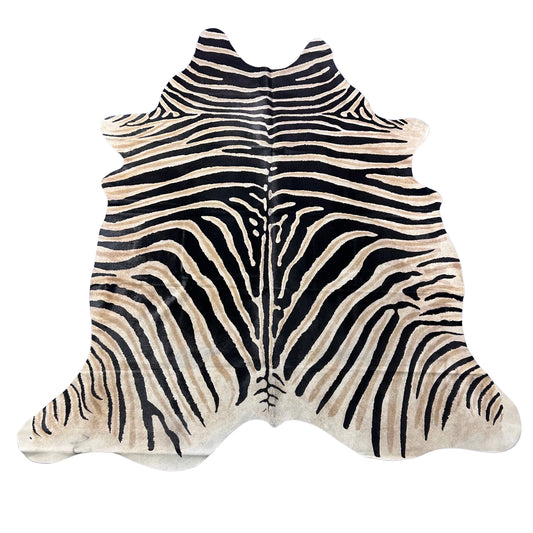 Genuine Zebra Cowhide Rug (lighter inner stripes) Size: 7x6 feet Z-162