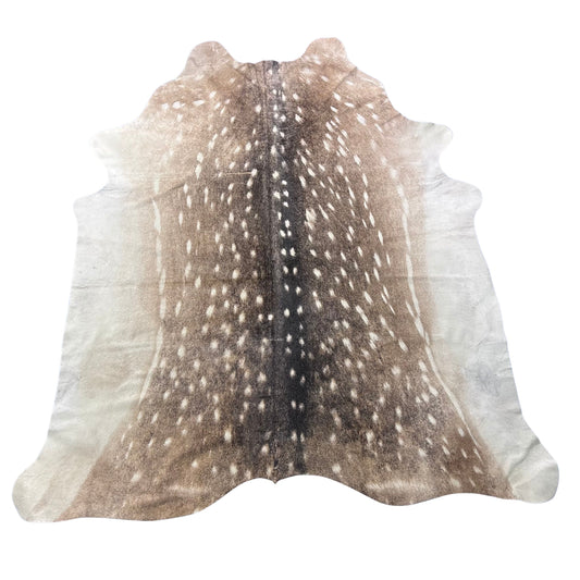 Axis Deer Skin Cowhide Rug (1 small patch + 1 small stitch) Size: 7x6.5 feet Z-166