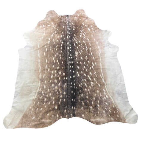 Axis Deer Skin Cowhide Rug (1 small patch + 1 small stitch) Size: 7x6.5 feet Z-166