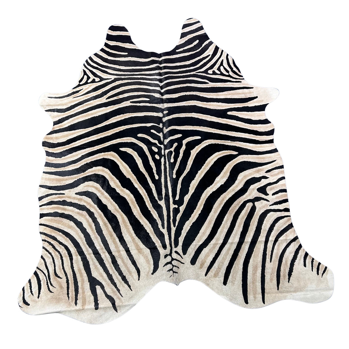 Genuine Zebra Cowhide Rug (lighter inner stripes) Size: 7x6 feet Z-173