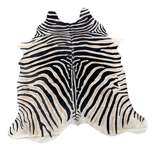 Genuine Zebra Cowhide Rug (lighter inner stripes) Size: 7x6 feet Z-173