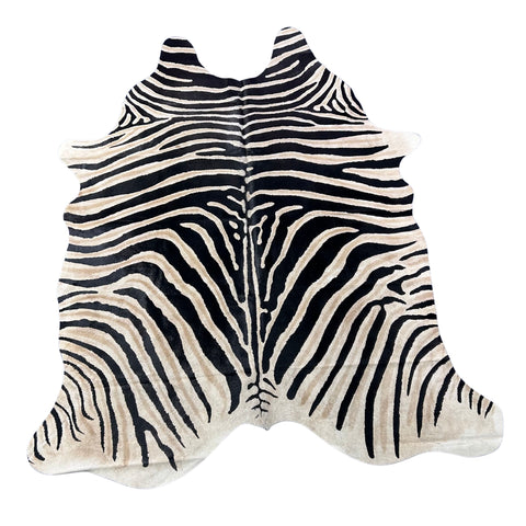 Genuine Zebra Cowhide Rug (lighter inner stripes) Size: 7x6 feet Z-173