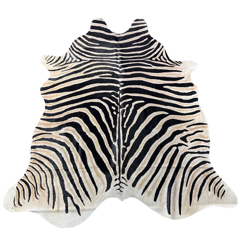 Genuine Zebra Cowhide Rug (lighter inner stripes) Size: 7x6 feet Z-174