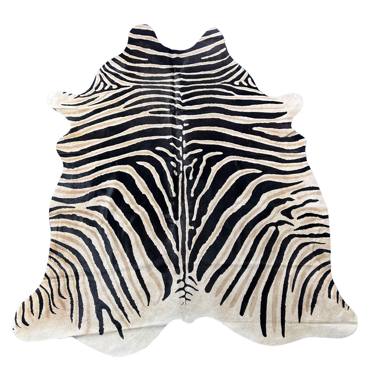 Genuine Zebra Cowhide Rug (lighter inner stripes) Size: 7x6 feet Z-175