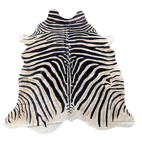 Genuine Zebra Cowhide Rug (lighter inner stripes) Size: 7x6 feet Z-175