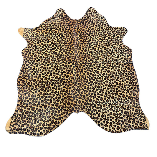 Leopard Print Cowhide Rug Size: 7x6 feet Z-180