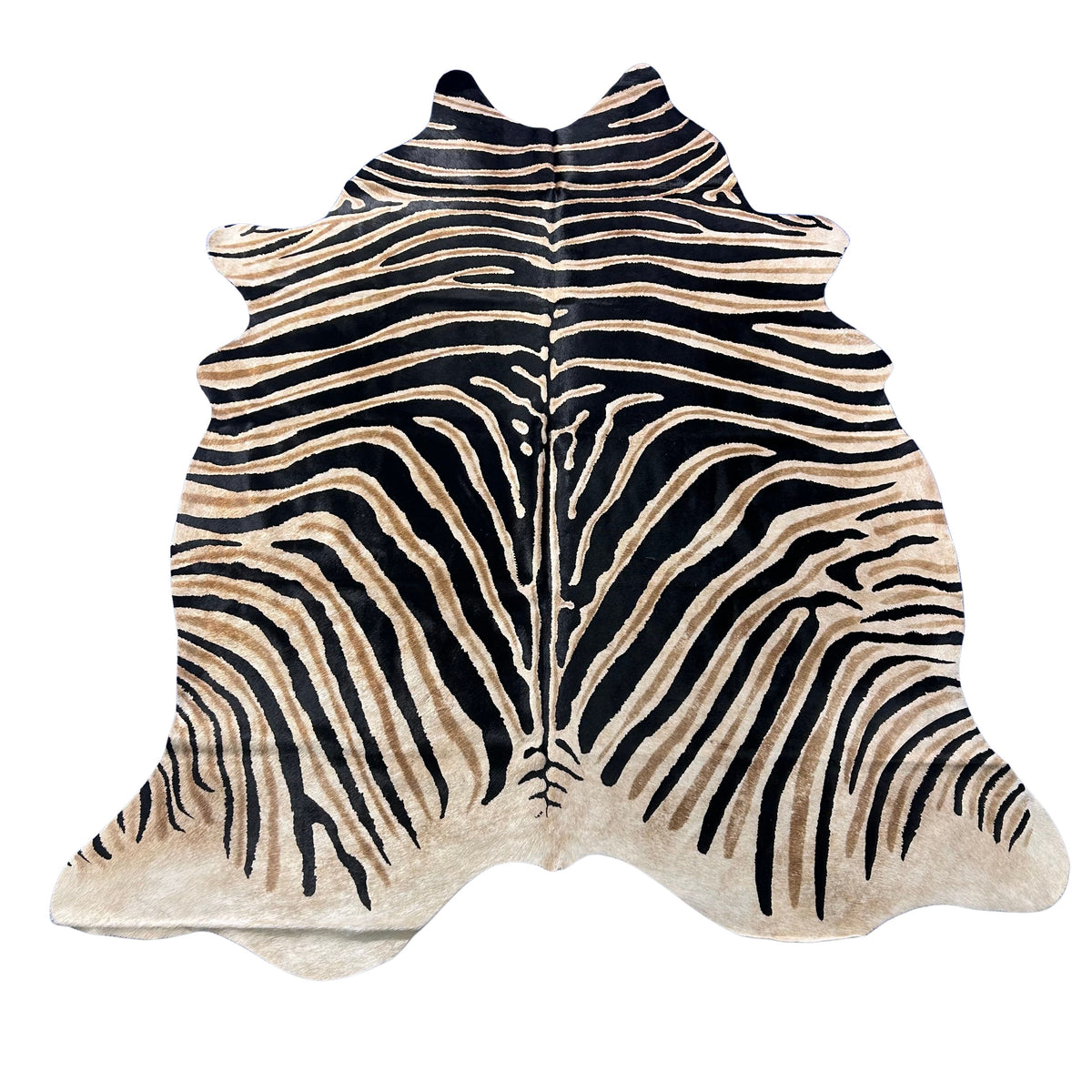 Genuine Zebra Cowhide Rug (Dark inner stripes) Size: 7x6 feet Z-181
