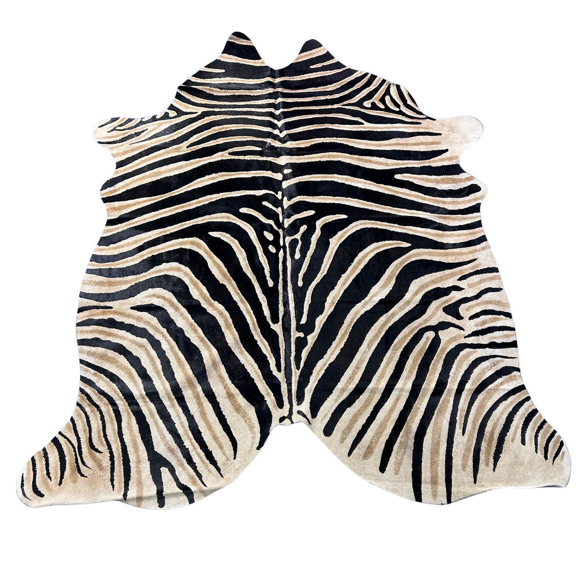 Genuine Zebra Cowhide Rug (Dark inner stripes/ Natural Brown Spot) Size: 6x6 feet Z-182