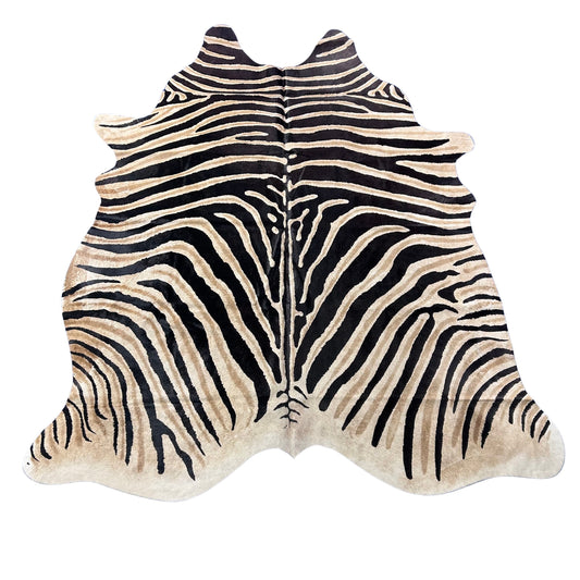 Genuine Zebra Cowhide Rug Size: 7x6 feet Z-187