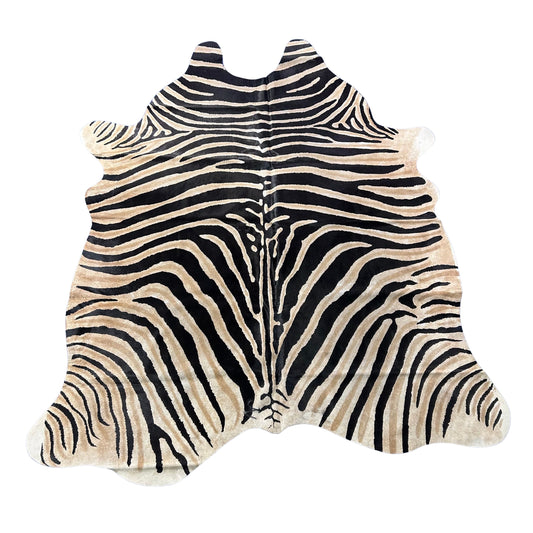 Genuine Zebra Cowhide Rug Size: 7x6 feet Z-188