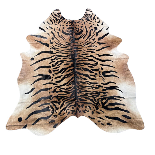 Siberean Tiger Print Cowhide Rug Size: 7.7x6.5 feet Z-189