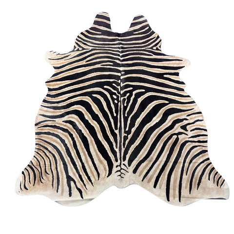 Genuine Zebra Cowhide Rug (2 patches) Size: 7x6 feet Z-198