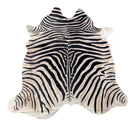 Genuine Zebra Cowhide Rug Size: 7x6 feet Z-199