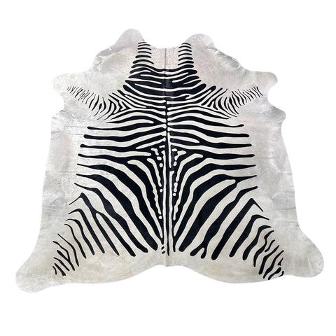 African Zebra Print Cowhide Rug (awesome quality) Size: 7x6.5 feet Z-202