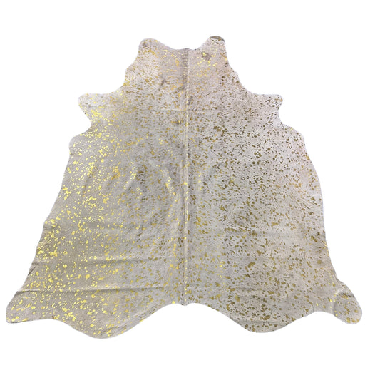 Gold Metallic Acid Washed Cowhide Rug Size: 7x6.2 feet Z-205