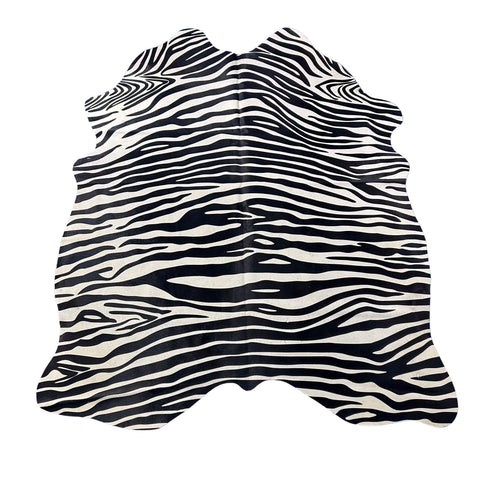 Horizontal Zebra Print Cowhide Rug Size: 7x5.5 feet Z-215
