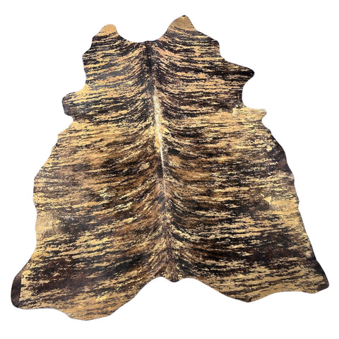 Printed Brindle Cowhide Rug with distressed finish Size: 8x6.5 feet Z-216
