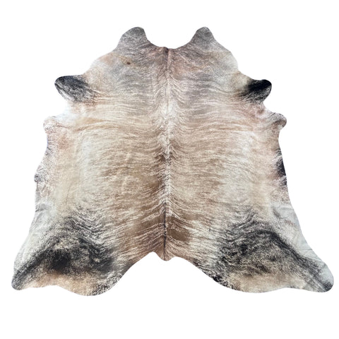 Huge Beige Brindle Cowhide Rug Size: 8.2x7 feet Z-225