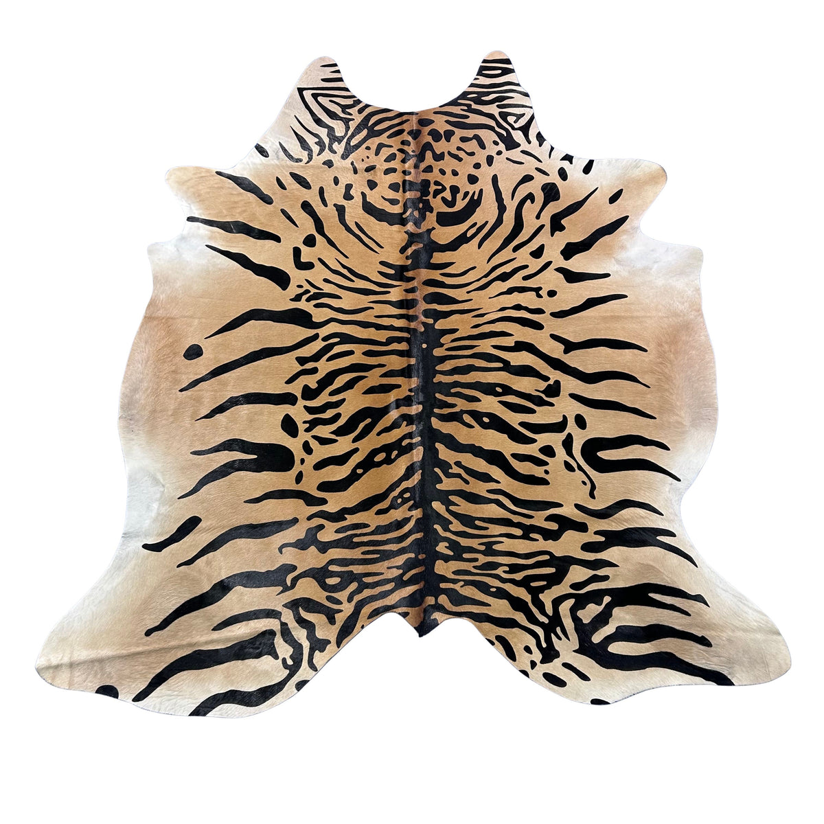 Tiger Print Cowhide Rug Size: 7.5x6.5 feet Z-227