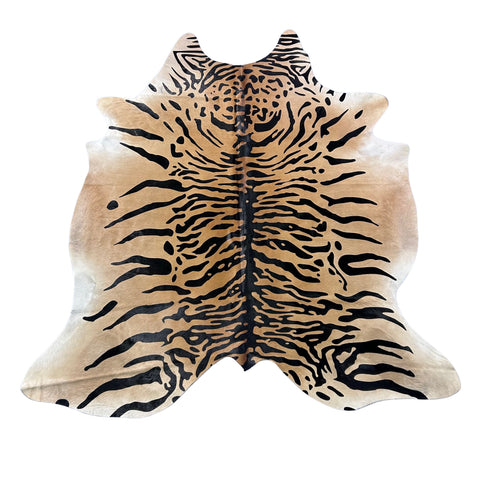 Tiger Print Cowhide Rug Size: 7.5x6.5 feet Z-227
