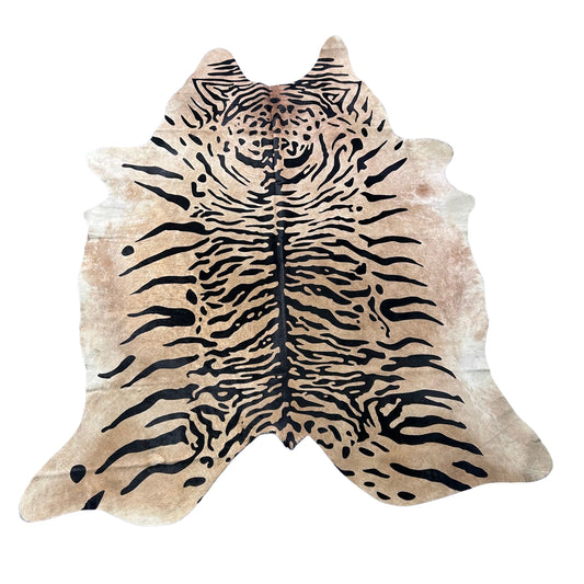 Tiger Print Cowhide Rug Size: 8.5x7 feet Z-228