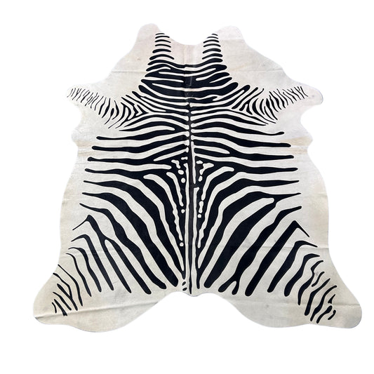African Zebra Cowhide Rug (some imperfections) Size: 7x5.5 feet Z-229