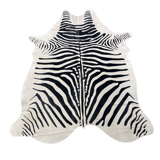 African Zebra Cowhide Rug Size: 7x5.5 feet Z-231