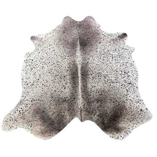 Grey Cowhide Rug with Tricolor Speckled Print Size: 7.7x7 feet Z-238