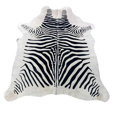 African Zebra Print Cowhide Rug Size: 7x6 feet Z-239