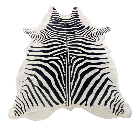 African Zebra Cowhide Rug (1 scratch) Size: 7x5.5 feet Z-253