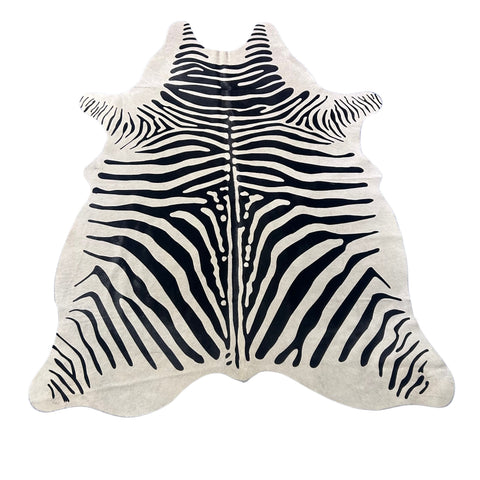 African Zebra Cowhide Rug (1 scratch) Size: 7x5.5 feet Z-253
