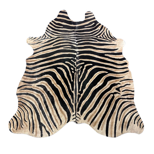 Dark Genuine Zebra Cowhide Rug (some imperfections) Size: 7x6 feet Z-255