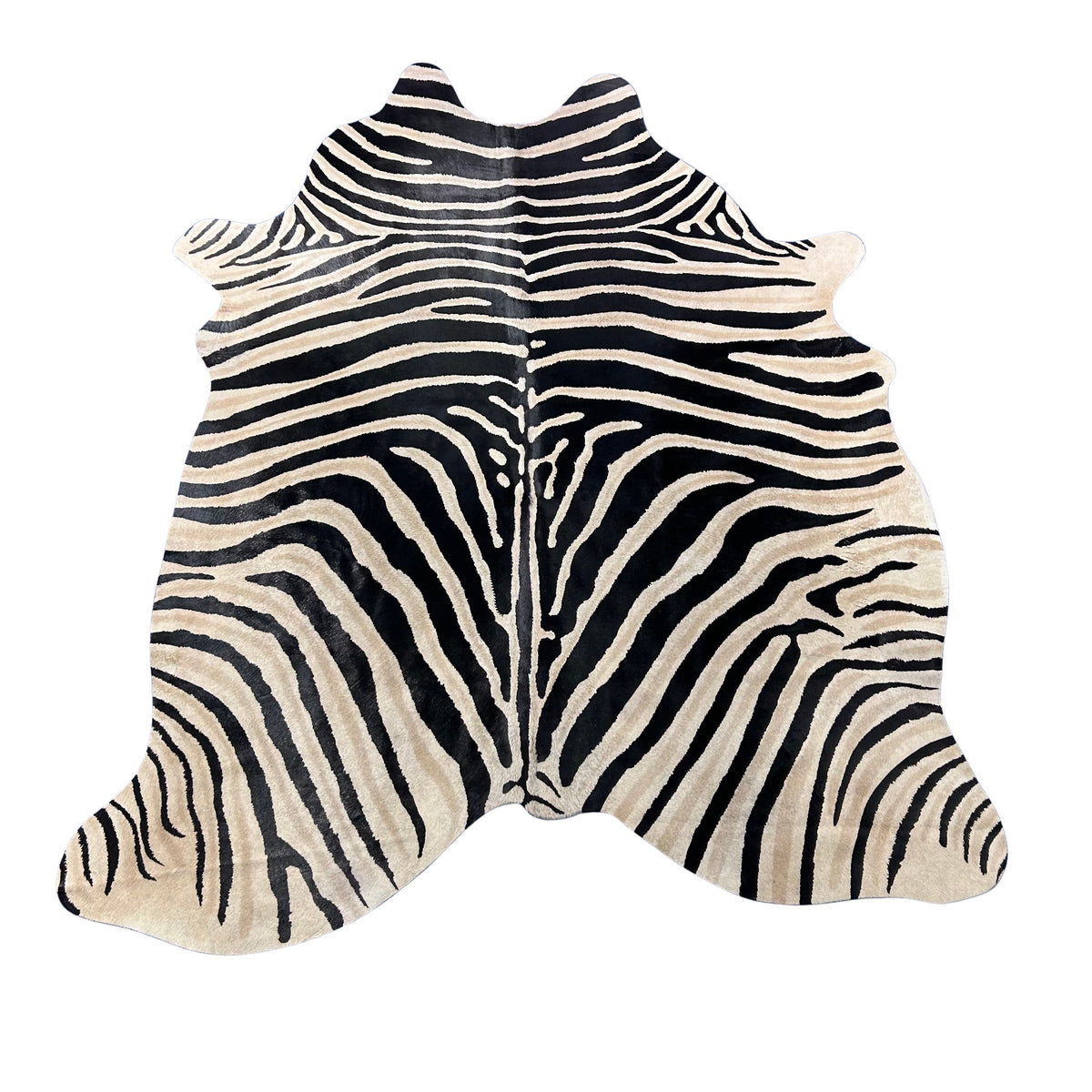 Light Genuine Zebra Cowhide Rug (some stretch marks) Size: 7x5.5 feet Z-257