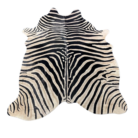 Light Genuine Zebra Cowhide Rug (some stretch marks) Size: 7x5.5 feet Z-257