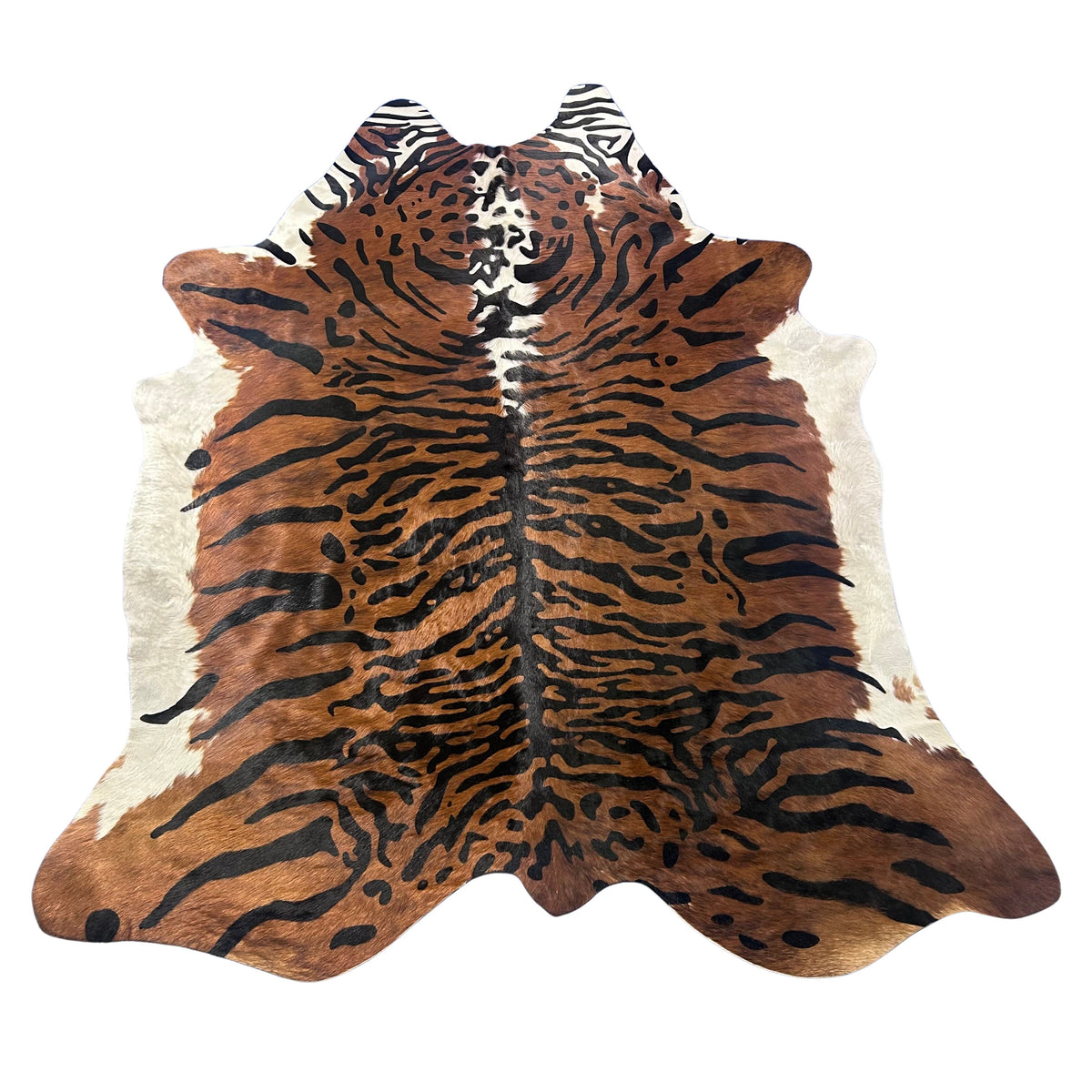 Siberean Tiger Print Cowhide Rug Size: 7.7x6.2 feet Z-258