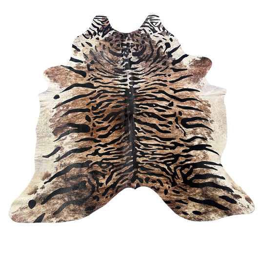 Siberean Tiger Print Cowhide Rug Size: 7.5x6.2 feet Z-259