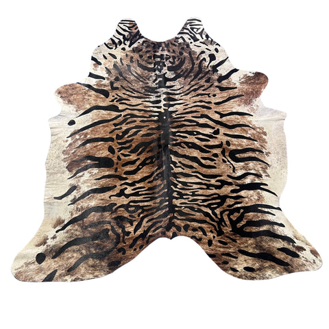 Siberean Tiger Print Cowhide Rug Size: 7.5x6.2 feet Z-259