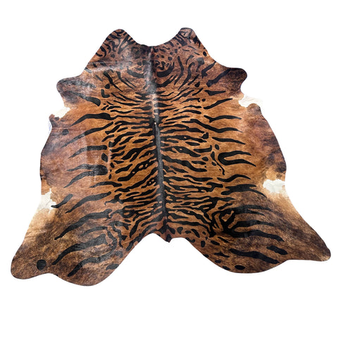 Siberean Tiger Print Cowhide Rug Size: 7x7 feet Z-261