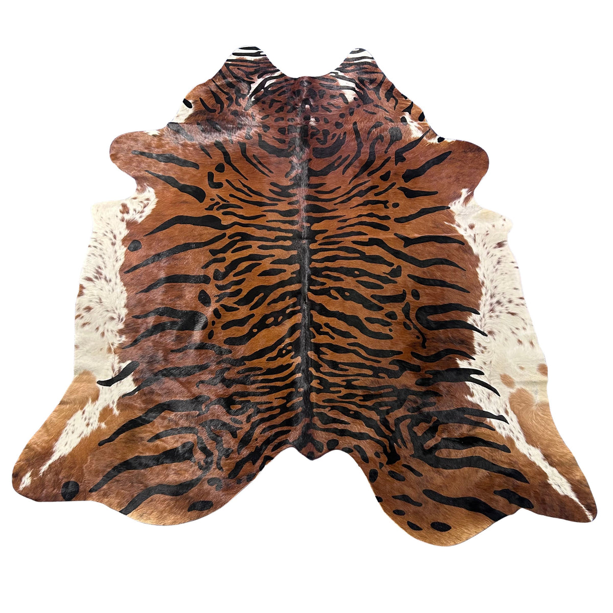 Siberean Tiger Print Cowhide Rug Size: 7.7x6.7 feet Z-262